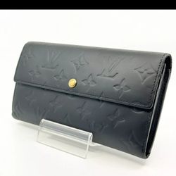 LOUIS VUITTON Monogram Mat Portefeuille Sarah Wallet M93667  Black Auth