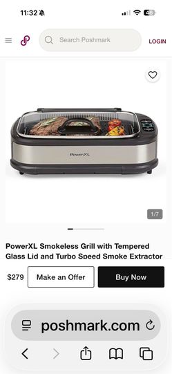 PowerXL Smokeless Grill with Tempered Glass Lid and Turbo Speed Smoke Extractor