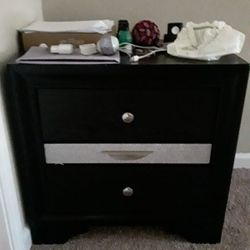 Compact 2-Drawer Chest in Black and Grey with Bonus Pull-Out Storage!