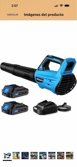 Soplador de hojas con batería y cargador, soplador de hojas eléctrico Soplador de hojas de mano de 450 CFM, modo de 2 velocidades, soplador de hojas l