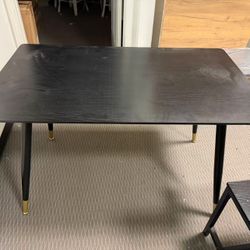 New 47" Dining Table for2-4Person, Black Wooden MDF Kitchen Dinner Table
