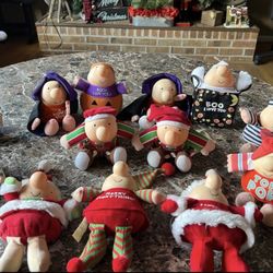 Lot of 13 vintage adorable Ziggy holiday plush 5 Christmas 4 Halloween St. Patrick’s Day New Year’s Valentine’s Day & Top Pop