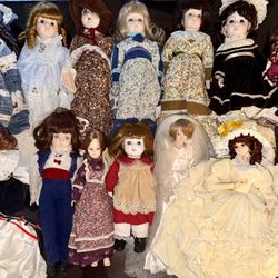 Vintage Victorian Porcelain Doll Collection – 14 Dolls (Display / Collectors) 