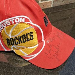 Rockets Clutch City Drexler/Davis Signed SnapBack Hat/Sports Illustrated