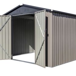 8x6 steel storage shed brown