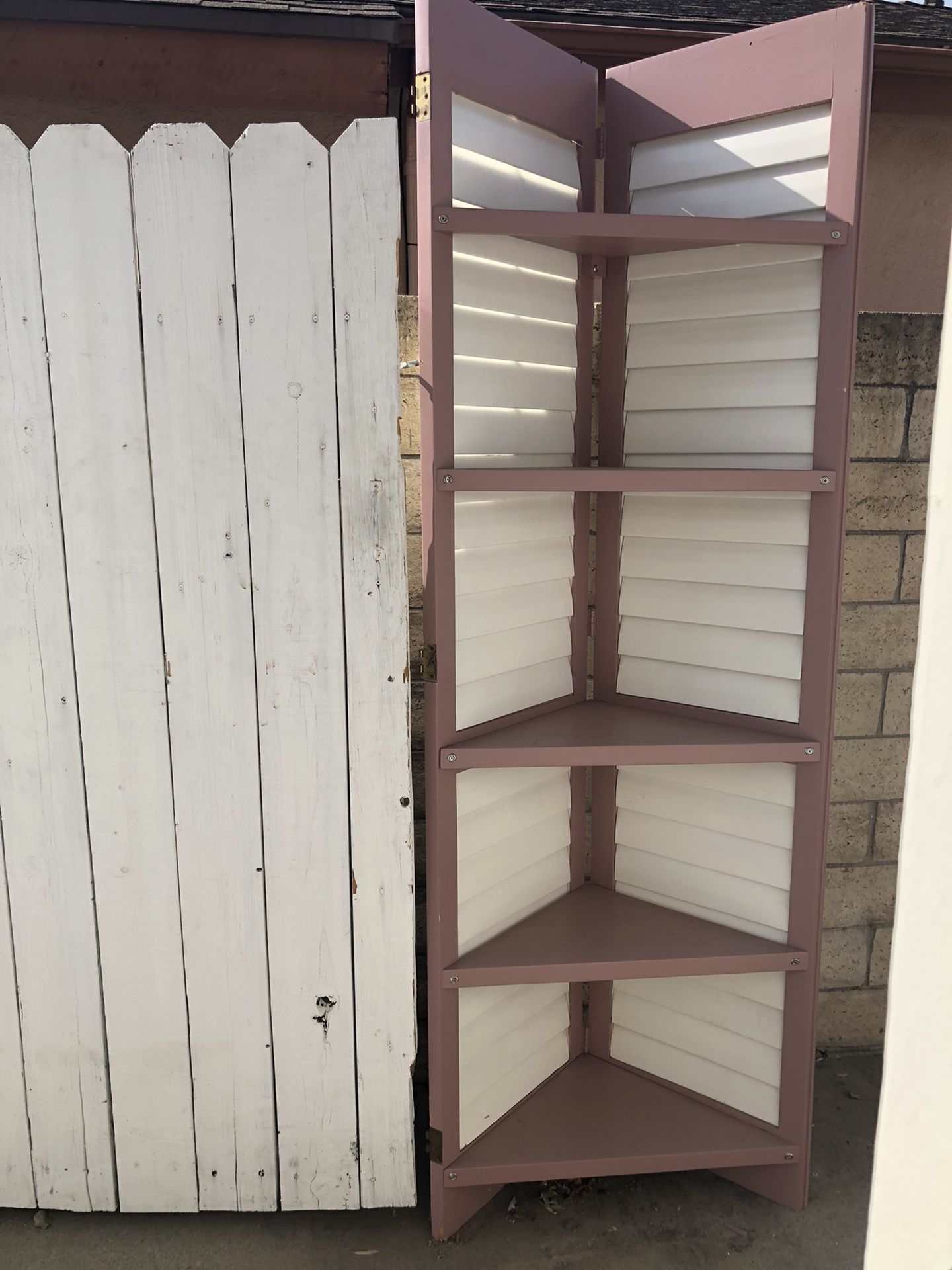Farmhouse Shutter Style Corner Shelf