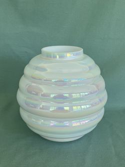 Iridescent White Glass Vase