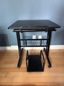 Black Drafting Table with Side Shelf