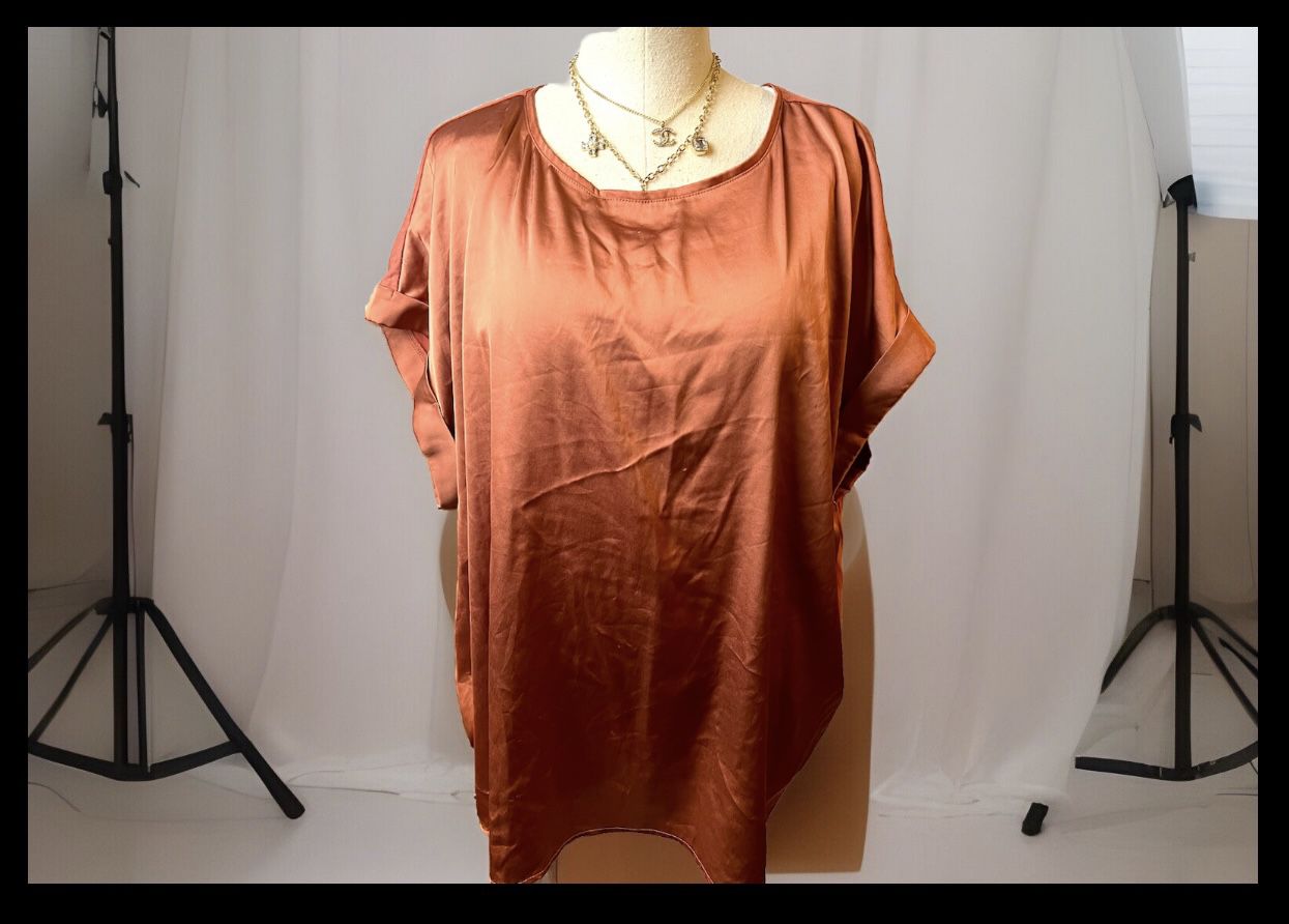 Worthington Women Copper Shell Blouse Size 2X Trending Color