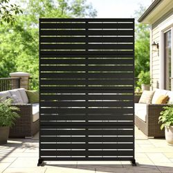 Metal Privacy Screen, 71" H X 45.7" W Freestanding Rustproof Steel Privacy Panels, Metal Outdoor Privacy Screens Decorative Fence with Stand for Deck,