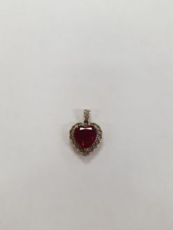 10k Yellow Gold Ruby and Diamond Heart Pendant