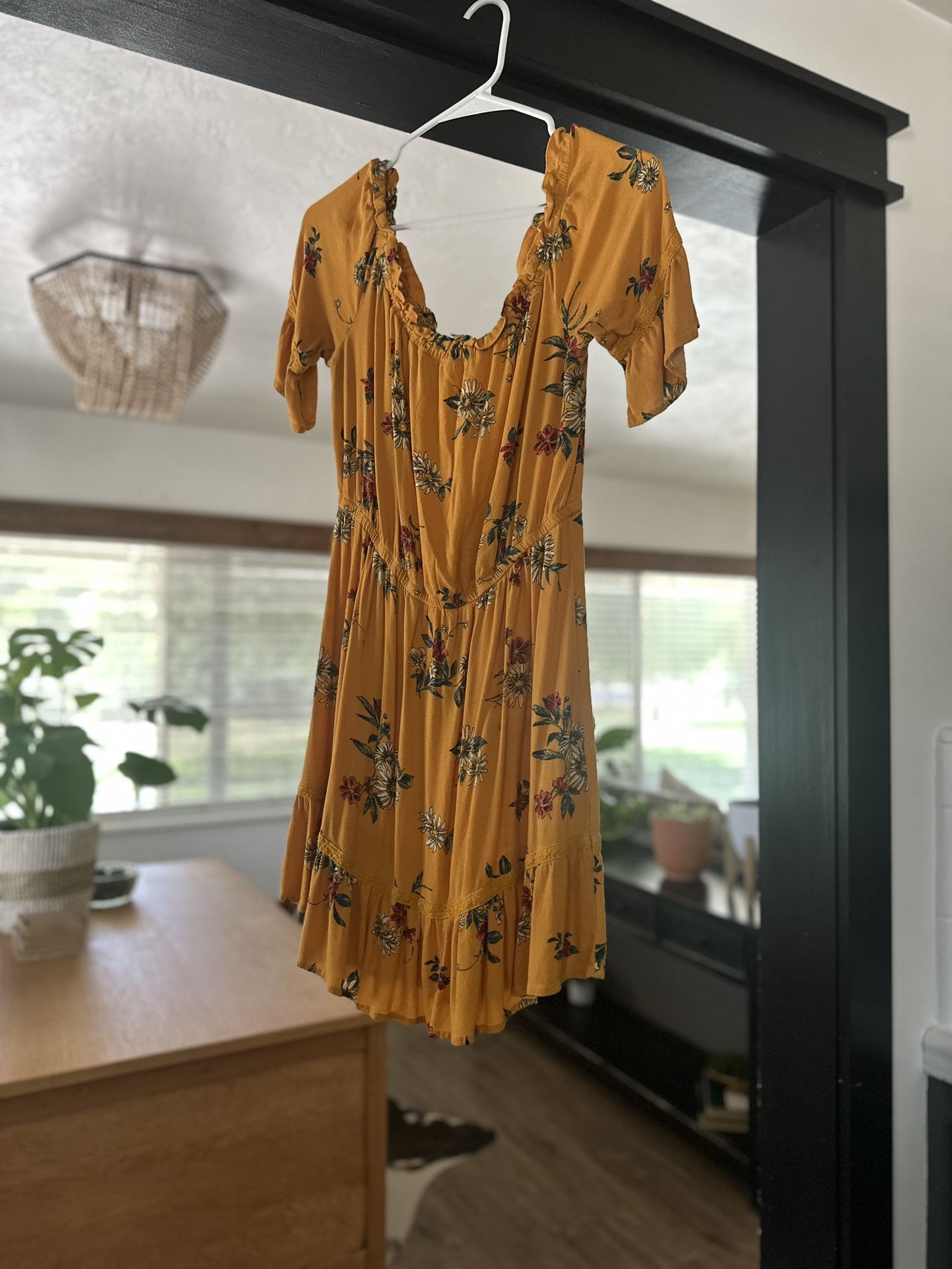 Floral Mustard Dress – Size M