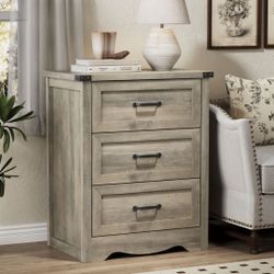 New Rustic 3-Drawer Nightstand w/ Cup Pulls
