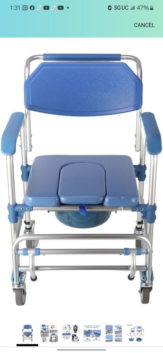 Myoyay Medical Rolling Shower Chair 