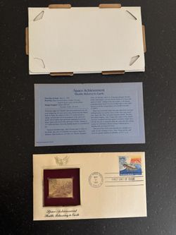 1981 Kennedy Space Center gold stamp. Shuttle Returning to Earth
