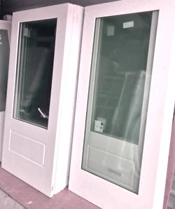 White exterior Doors with Glass Panel