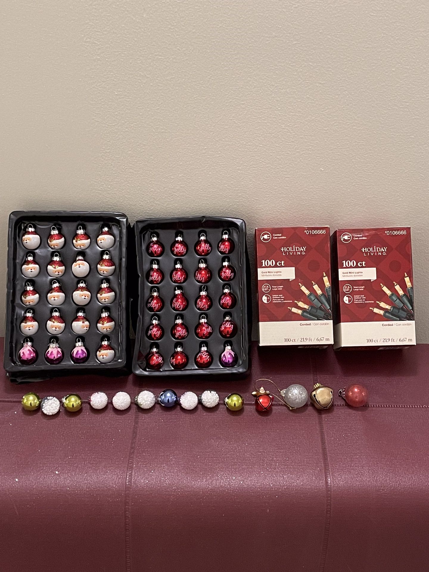 NEW!! Mini HOLIDAY LIGHTS & GLASS ORNAMENTS - posted bundle price is firm.
