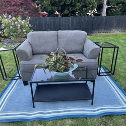 Dark Gray Couch And Four Tables