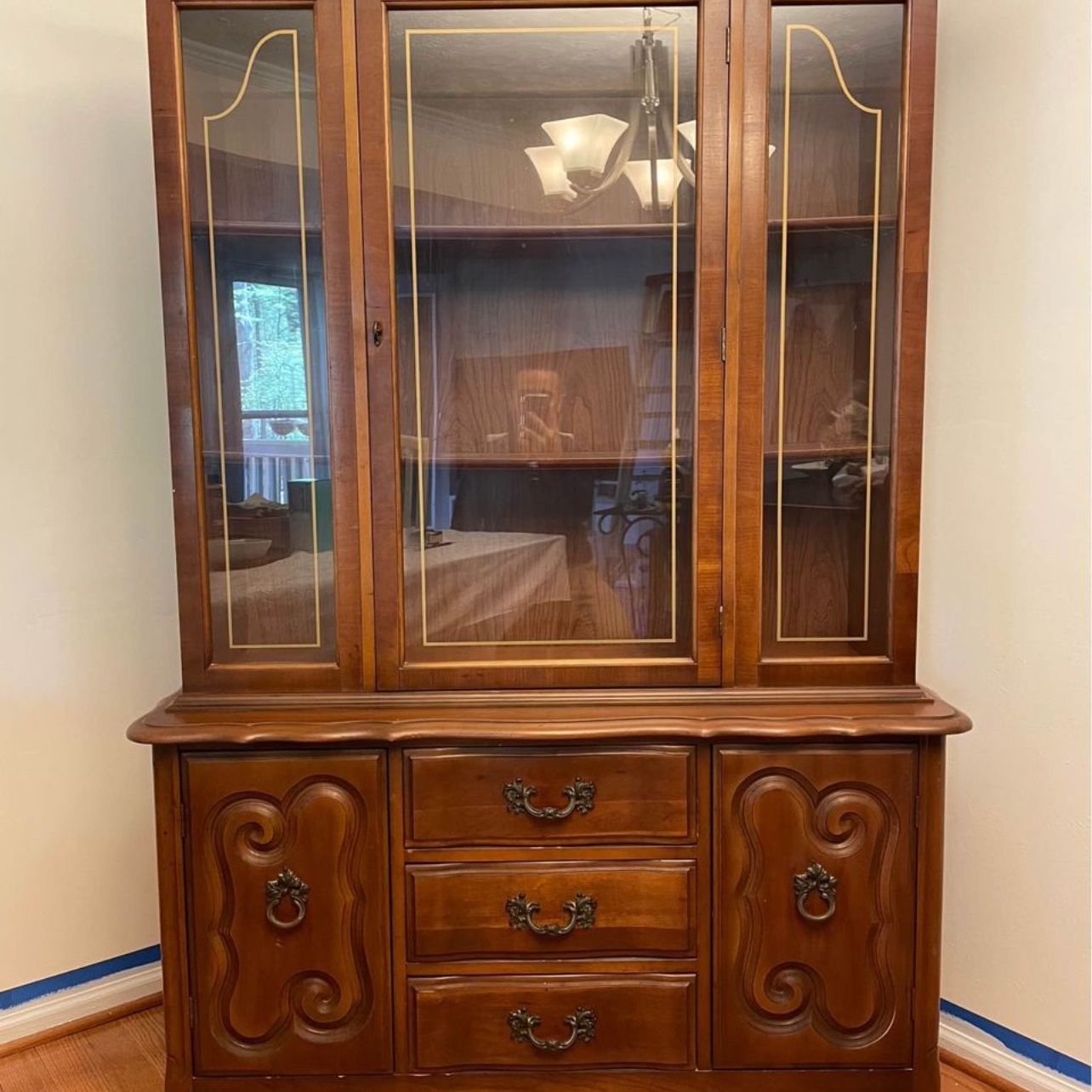 Vintage Wood China Cabinet 