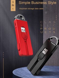 2019 Trending Product Gift Mini Keychain Retractable USB Charging Cable 3 in 1 For iPhone Micro Type-C