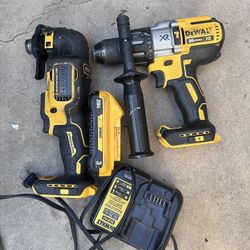Dewalt Xr Hammer Drill/ Cordless Multitool Battery And Charger 
