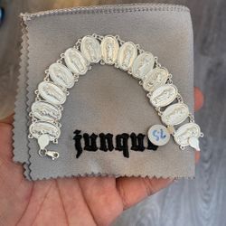 .925 Sterling Silver San Judas Bracelet Sz 7.5”