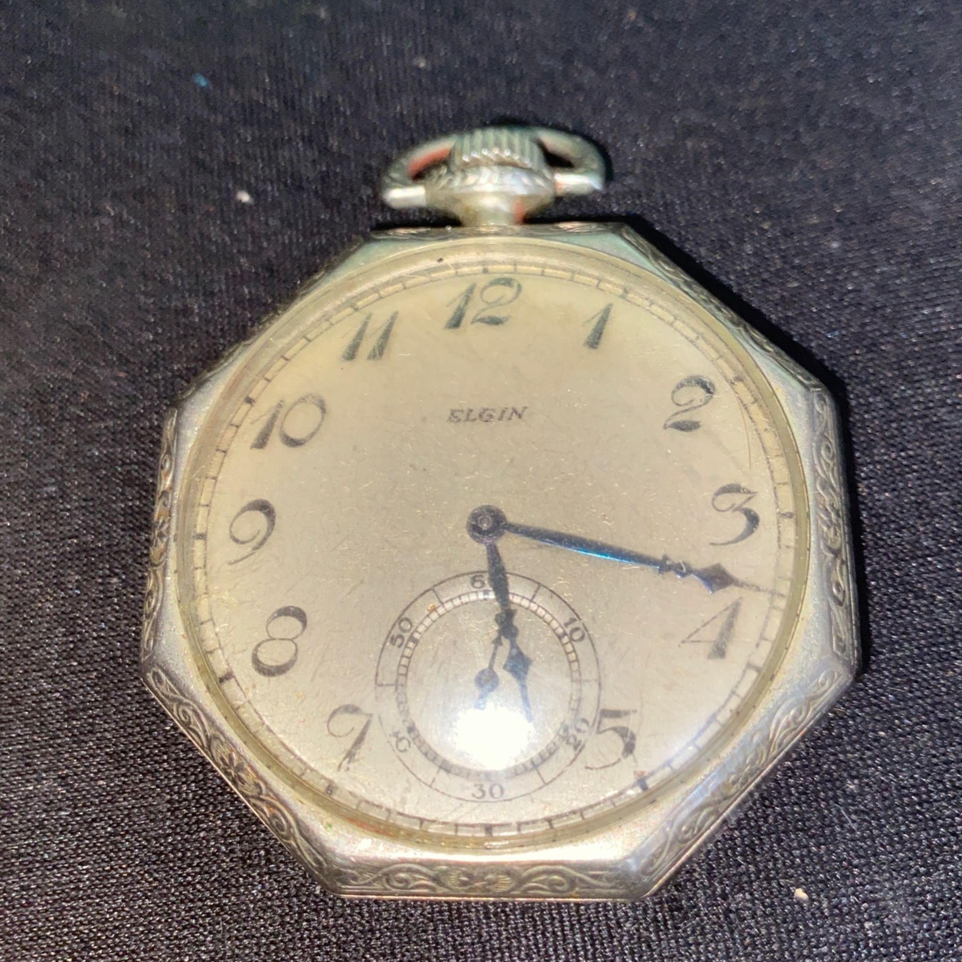 1917’S 14 karat white gold ELGIN octagon pocket watch