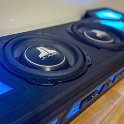 Sound system speakers, subwoofer, amplifier, custom boxes, stereos, alarms