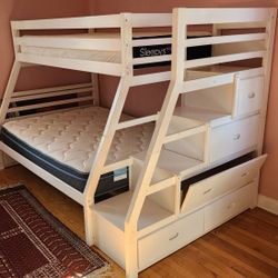 Twin/Full Bunk Bed w/ Storage Stairs + Drawers