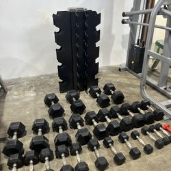 🏋️‍♂️ Full Rubber Hex Dumbbell Set 2.5–50 LB + Rack