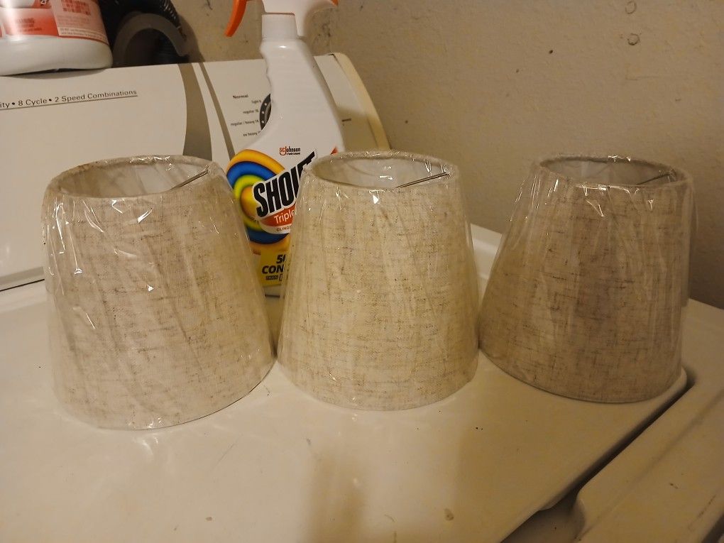 3 Small Beige Lamp Shades