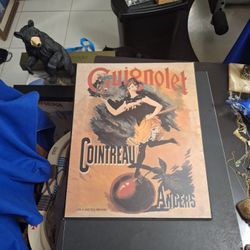 Art Nouveau Guignolet Cointreau Angers, A French Cherry Liquor-Quality Art Print Or Wall Picture Printed On Wood By Art Shoppe 20 X 16