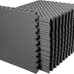 Elevon Puzzle Exercise Gym Flooring Mat – 1" Thick EVA Interlocking Foam (18 Tiles, ~72 sq ft)