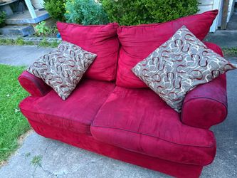 Red Fabric Loveseat Sofa