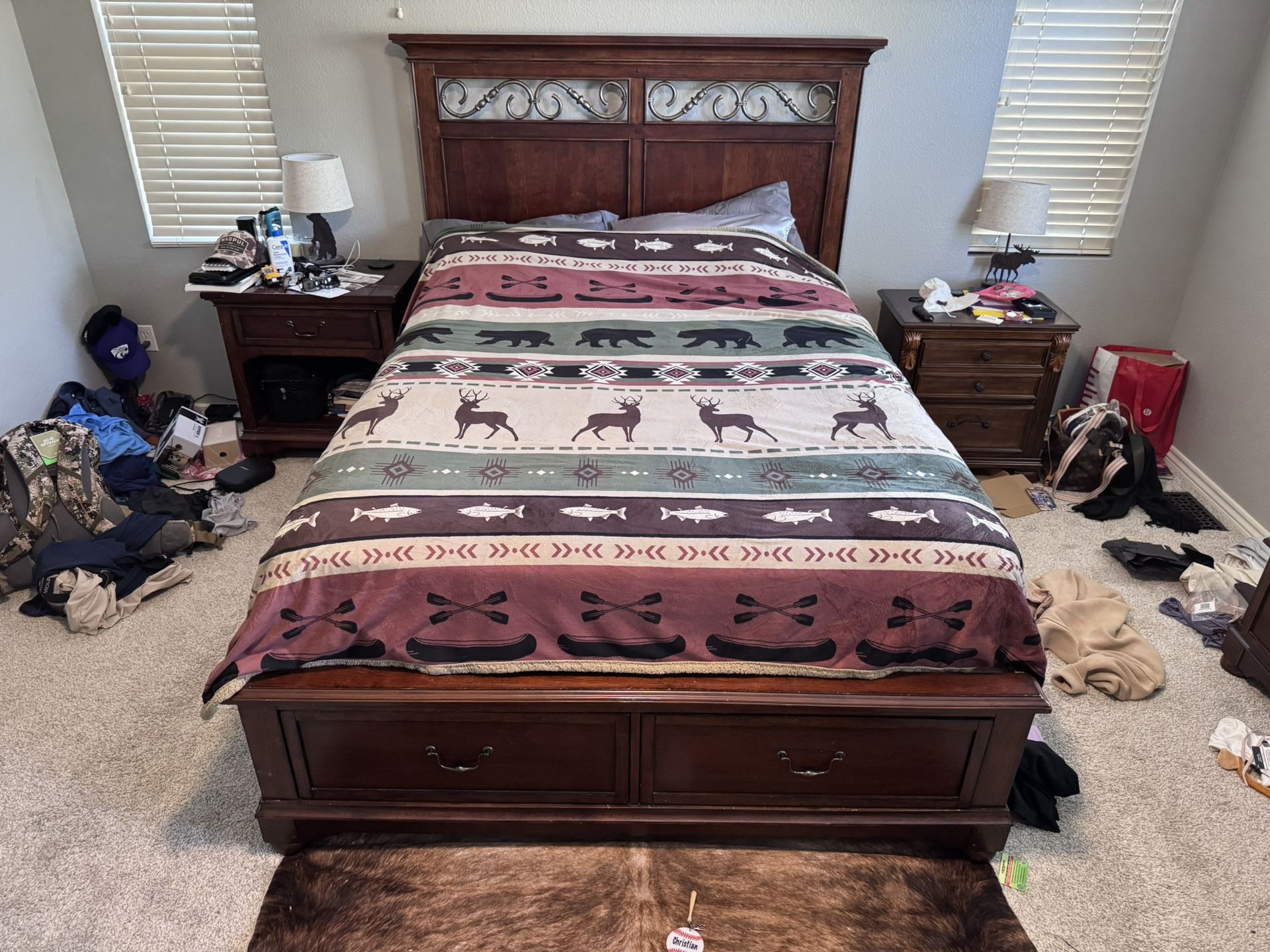 Aspenhome Queen Storage Bed + 2 Nightstands
