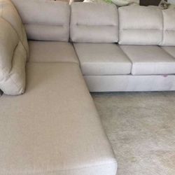 New Beige Sectional Sofa Couch With Ottoman