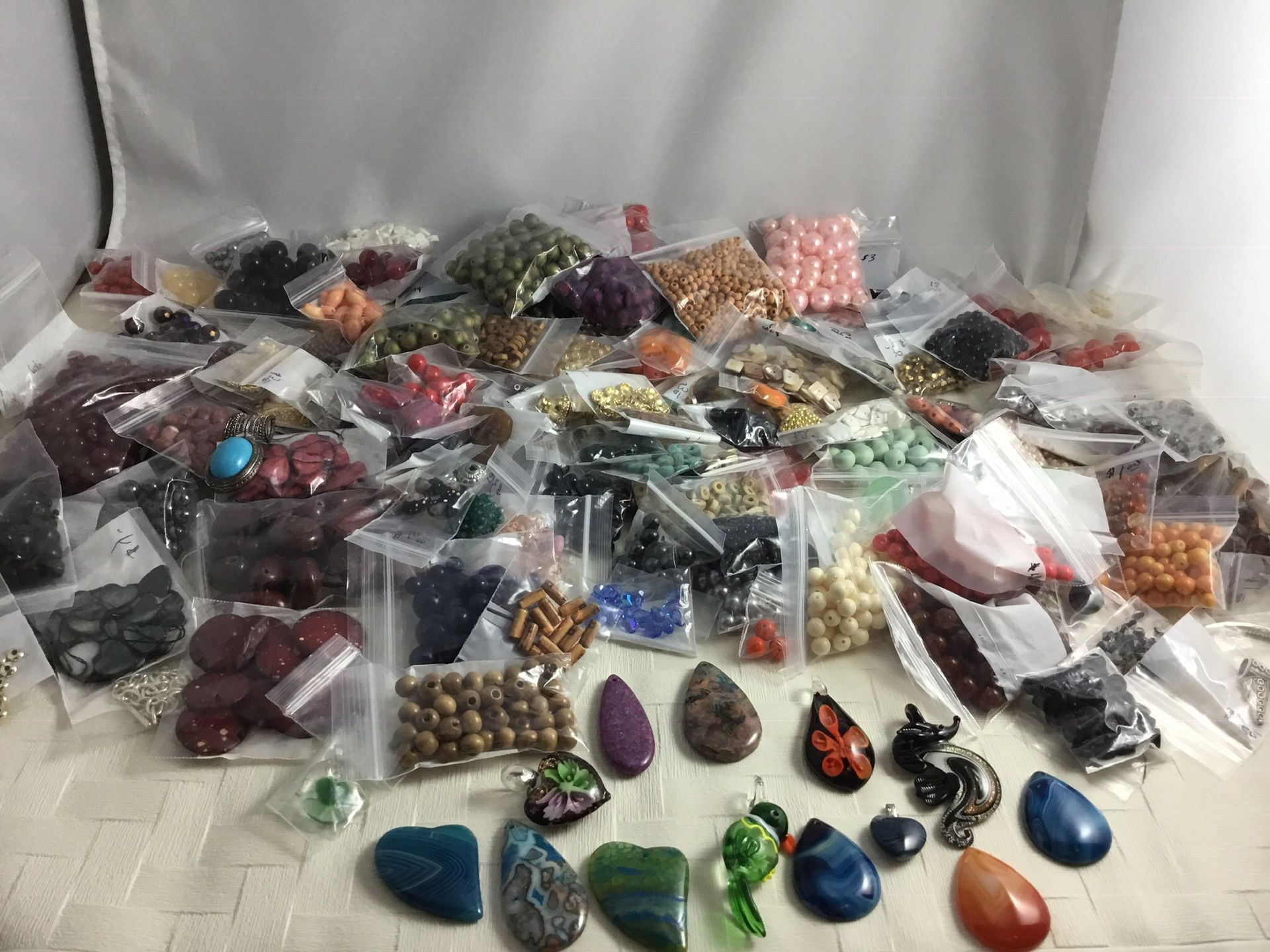 BEADS reclaimed from used jewelry and some new , cleaned, prices vary per baggie