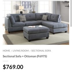 Gray Sectional Sofa With Ottoman