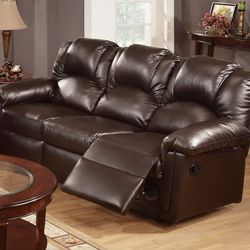 Brand New 82" Brown Bonded Leather Manual Reclining Sofa
