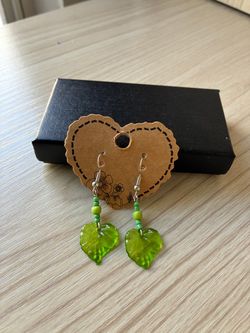 Handmade Green Leaf Earrings