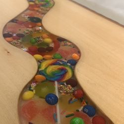 Live Edge River Wall Art Or Table  With Candy