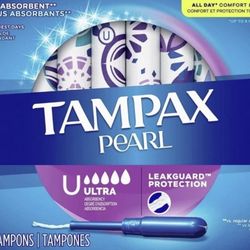 Tampax Pearl Tampons Ultra Absorbency with Leakguard Braid, Unscented, 32Count