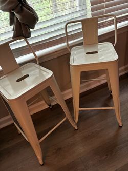 White Metal Counter Stools – Set of 2