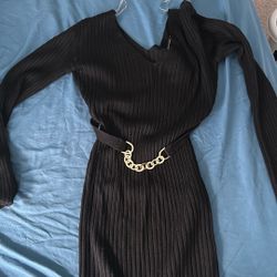 Long Sleeve Maxi Black Dress