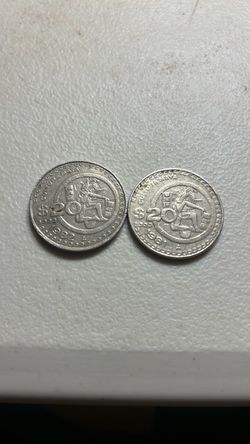 Mexican $20 Pesos Coins 1981 & 1982 Cultura Maya