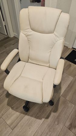 Beige leather computer chair