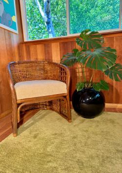Vintage Large Glossy Black Sphere Ceramic Planter / Vase
