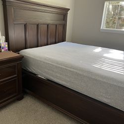 Queen Bed Set With Drawers And  Night Stand 