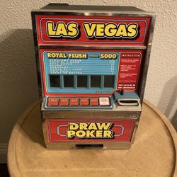 Vintage Las Vegas Draw Poker Coin Bank/Slot Machine