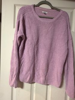Purple Chunky Knit Crewneck Sweater